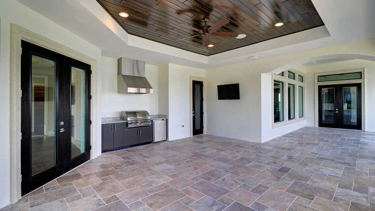 outdoor kitchen on large patio